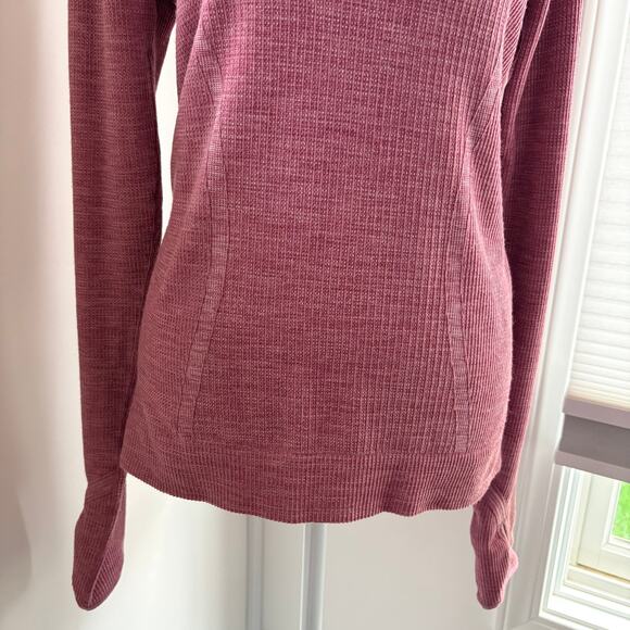 Lululemon NWOT Swiftly Tech Sz 10 / Large Pink Waffle Knit Long Sleeve Shirt - Picture 3 of 6